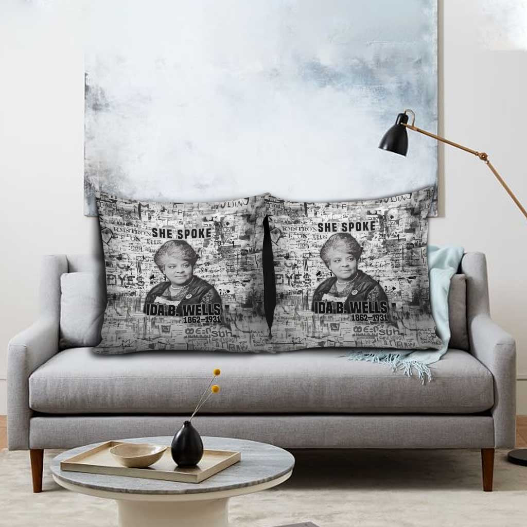 Ida B. Wells Pillow Cover with Newspaper Collage Design Powerful Portrait Civil Rights and Free Press Tribute - Wonder Print Shop