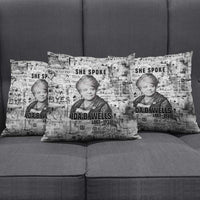 Ida B. Wells Pillow Cover with Newspaper Collage Design Powerful Portrait Civil Rights and Free Press Tribute - Wonder Print Shop