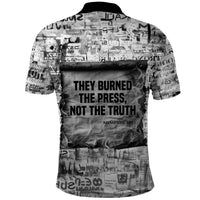 Ida B. Wells Polo Shirt with Newspaper Collage Design Powerful Portrait Civil Rights and Free Press Tribute - Wonder Print Shop
