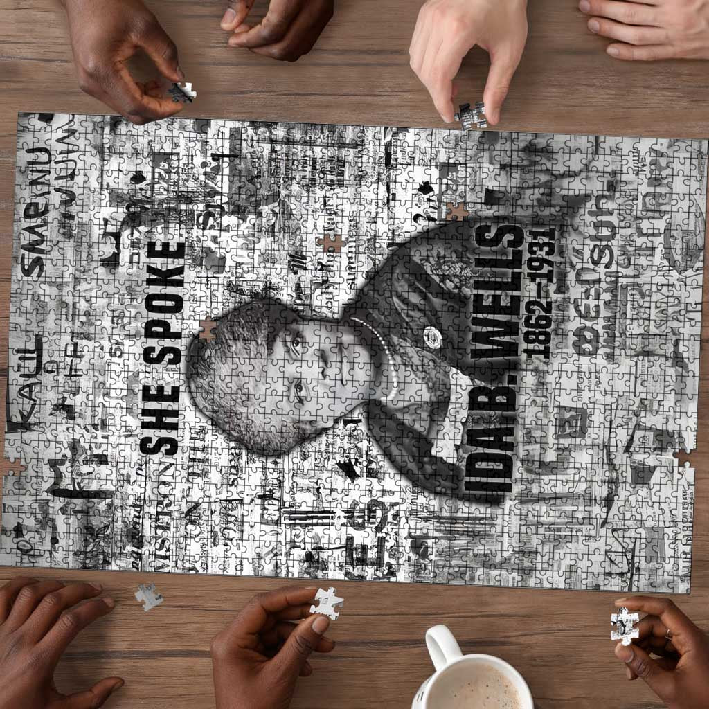 Ida B. Wells Puzzle with Newspaper Collage Design Powerful Portrait Civil Rights and Free Press Tribute - Wonder Print Shop