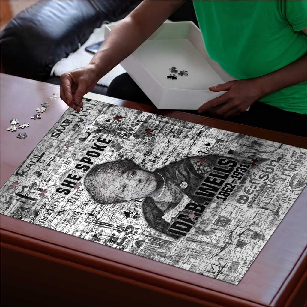 Ida B. Wells Puzzle with Newspaper Collage Design Powerful Portrait Civil Rights and Free Press Tribute - Wonder Print Shop