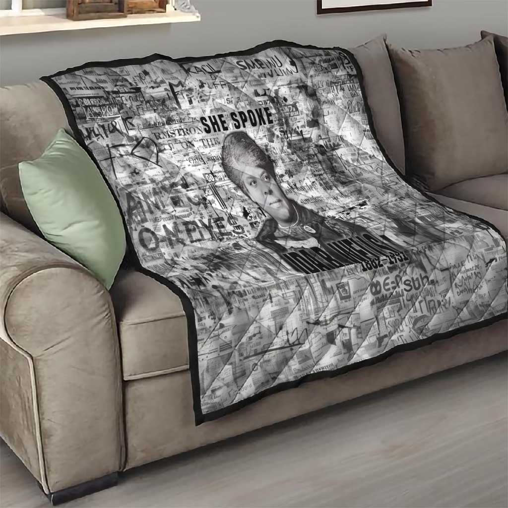 Ida B. Wells Quilt with Newspaper Collage Design Powerful Portrait Civil Rights and Free Press Tribute - Wonder Print Shop