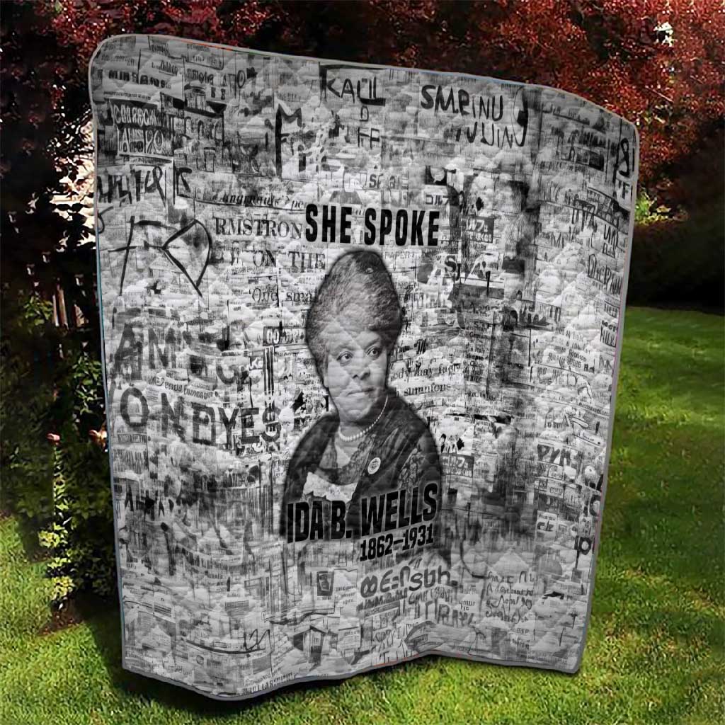Ida B. Wells Quilt with Newspaper Collage Design Powerful Portrait Civil Rights and Free Press Tribute - Wonder Print Shop