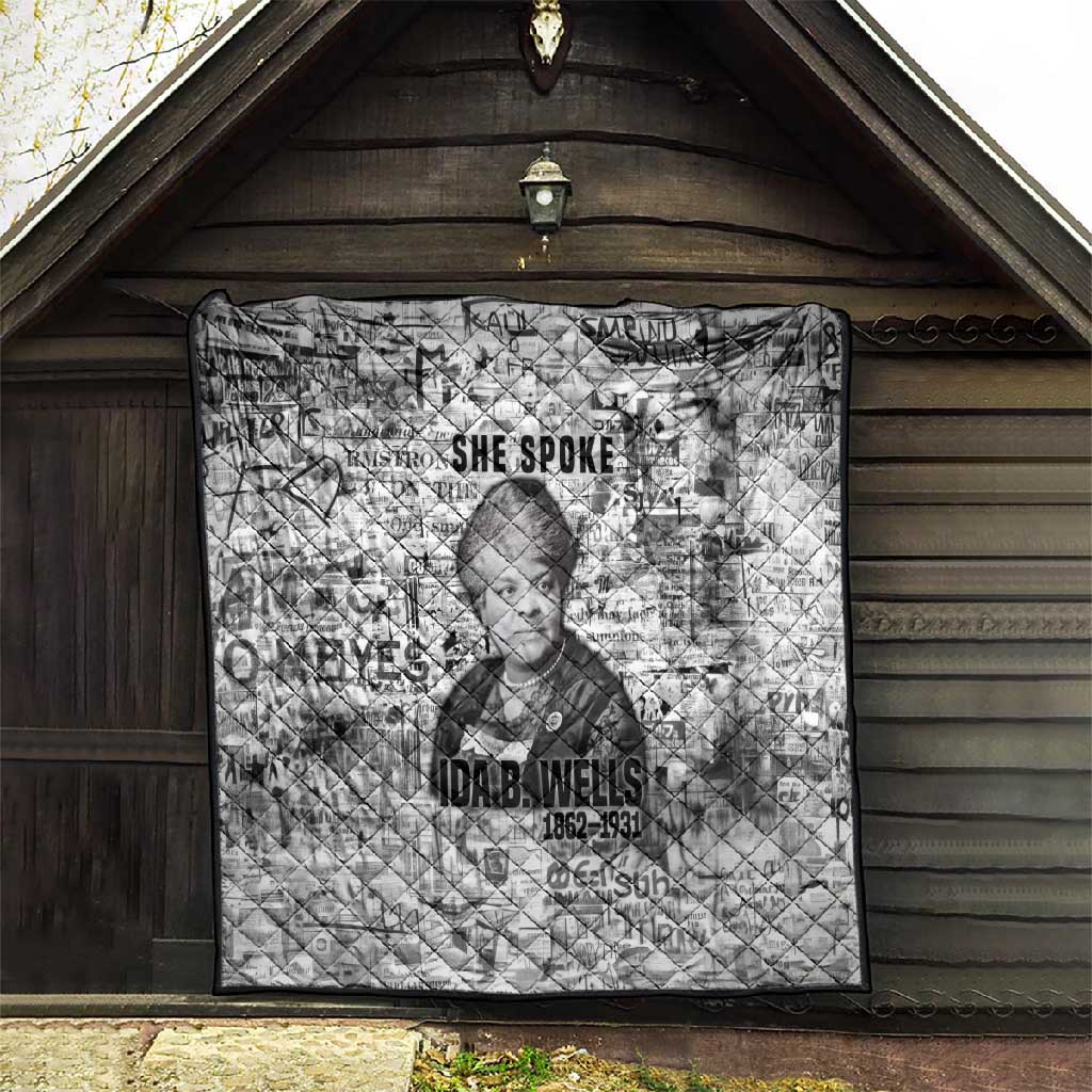 Ida B. Wells Quilt with Newspaper Collage Design Powerful Portrait Civil Rights and Free Press Tribute - Wonder Print Shop