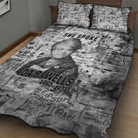 Ida B. Wells Quilt Bed Set with Newspaper Collage Design Powerful Portrait Civil Rights and Free Press Tribute - Wonder Print Shop