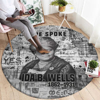 Ida B. Wells Round Carpet with Newspaper Collage Design Powerful Portrait Civil Rights and Free Press Tribute - Wonder Print Shop