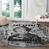 Ida B. Wells Round Carpet with Newspaper Collage Design Powerful Portrait Civil Rights and Free Press Tribute - Wonder Print Shop