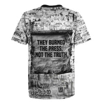 Ida B. Wells Rugby Jersey with Newspaper Collage Design Powerful Portrait Civil Rights and Free Press Tribute - Wonder Print Shop
