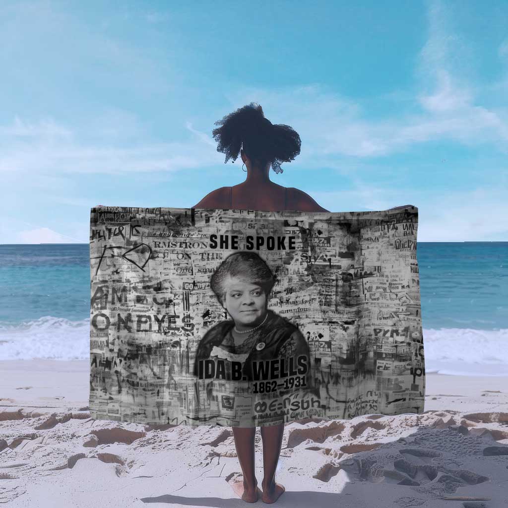 Ida B. Wells Sarong with Newspaper Collage Design Powerful Portrait Civil Rights and Free Press Tribute - Wonder Print Shop