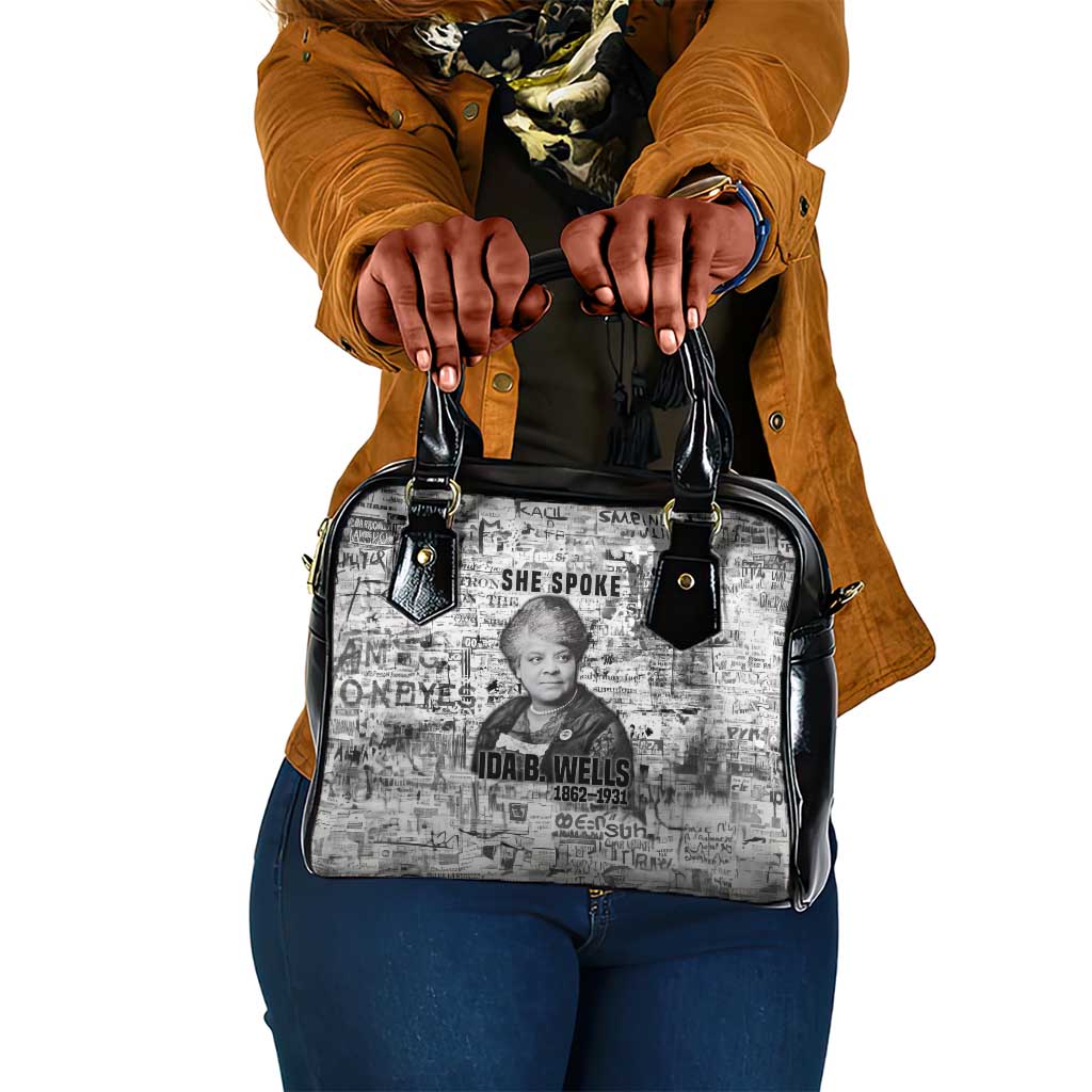 Ida B. Wells Shoulder Handbag with Newspaper Collage Design Powerful Portrait Civil Rights and Free Press Tribute - Wonder Print Shop