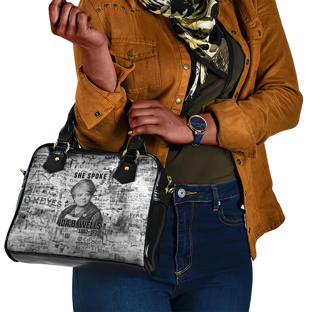 Ida B. Wells Shoulder Handbag with Newspaper Collage Design Powerful Portrait Civil Rights and Free Press Tribute - Wonder Print Shop
