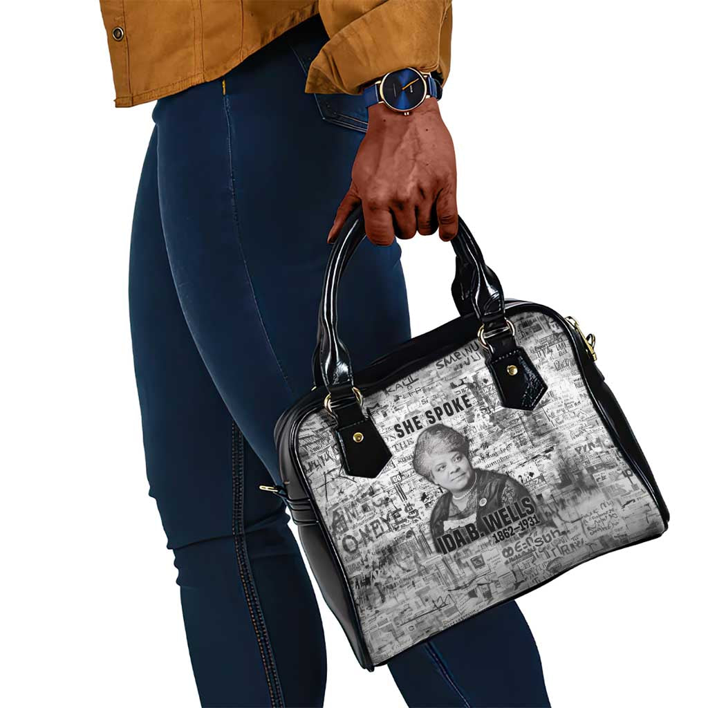Ida B. Wells Shoulder Handbag with Newspaper Collage Design Powerful Portrait Civil Rights and Free Press Tribute - Wonder Print Shop
