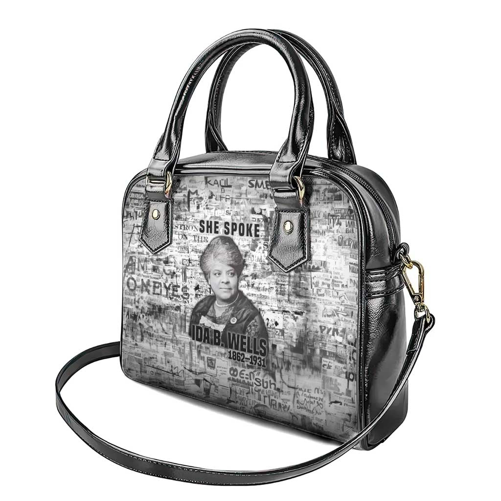 Ida B. Wells Shoulder Handbag with Newspaper Collage Design Powerful Portrait Civil Rights and Free Press Tribute - Wonder Print Shop