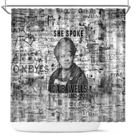Ida B. Wells Shower Curtain with Newspaper Collage Design Powerful Portrait Civil Rights and Free Press Tribute - Wonder Print Shop