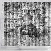 Ida B. Wells Shower Curtain with Newspaper Collage Design Powerful Portrait Civil Rights and Free Press Tribute - Wonder Print Shop