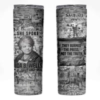 Ida B. Wells Skinny Tumbler with Newspaper Collage Design Powerful Portrait Civil Rights and Free Press Tribute - undefined