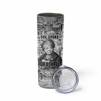 Ida B. Wells Skinny Tumbler with Newspaper Collage Design Powerful Portrait Civil Rights and Free Press Tribute - undefined