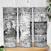 Ida B. Wells Skinny Tumbler with Newspaper Collage Design Powerful Portrait Civil Rights and Free Press Tribute - undefined