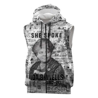 Ida B. Wells Sleeveless Zip Hoodie with Newspaper Collage Design Powerful Portrait Civil Rights and Free Press Tribute - Wonder Print Shop