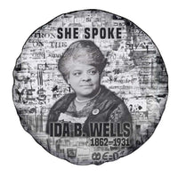 Ida B. Wells Spare Tire Cover with Newspaper Collage Design Powerful Portrait Civil Rights and Free Press Tribute - Wonder Print Shop