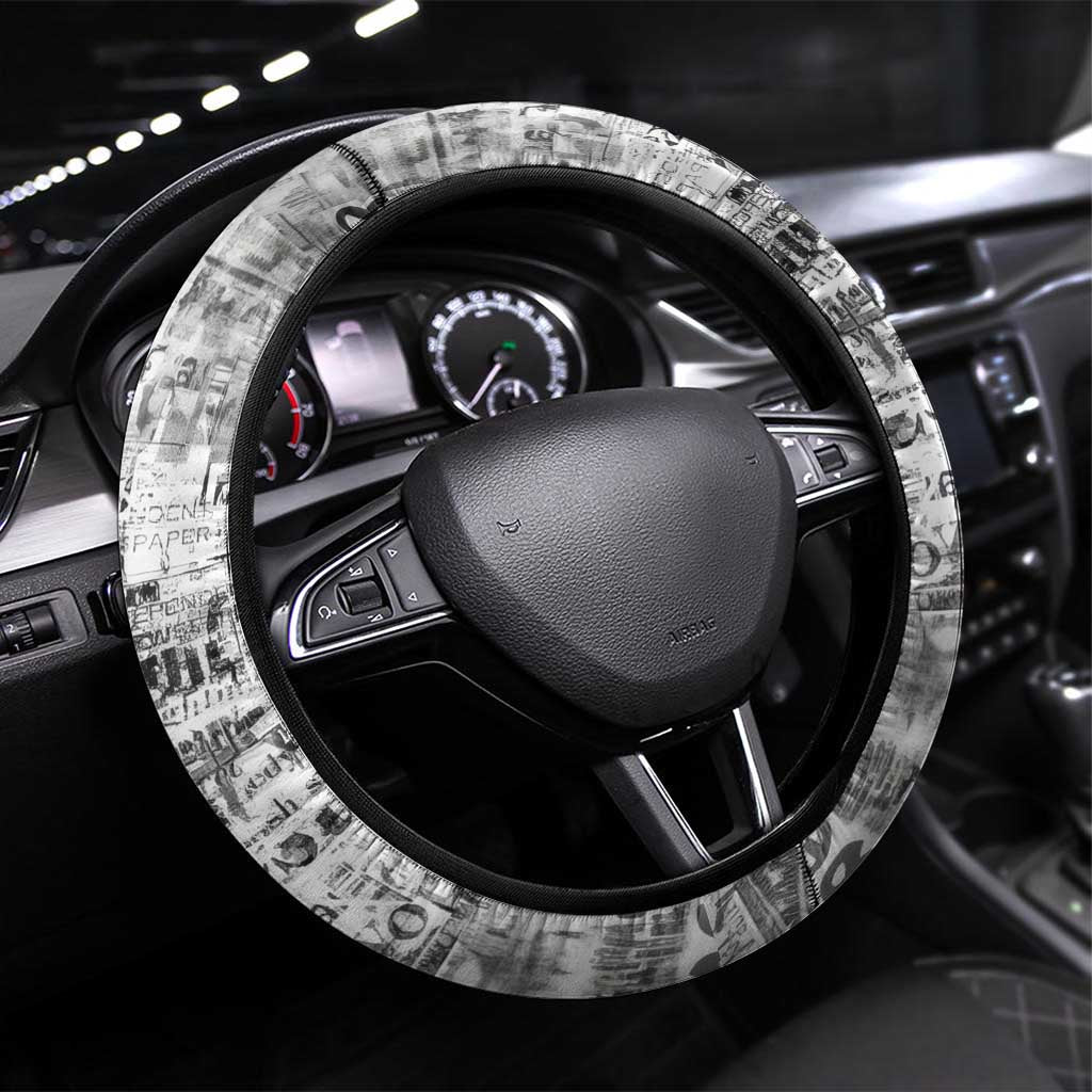Ida B. Wells Steering Wheel Cover with Newspaper Collage Design Powerful Portrait Civil Rights and Free Press Tribute - Wonder Print Shop