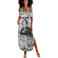 Ida B. Wells Summer Maxi Dress with Newspaper Collage Design Powerful Portrait Civil Rights and Free Press Tribute - Wonder Print Shop
