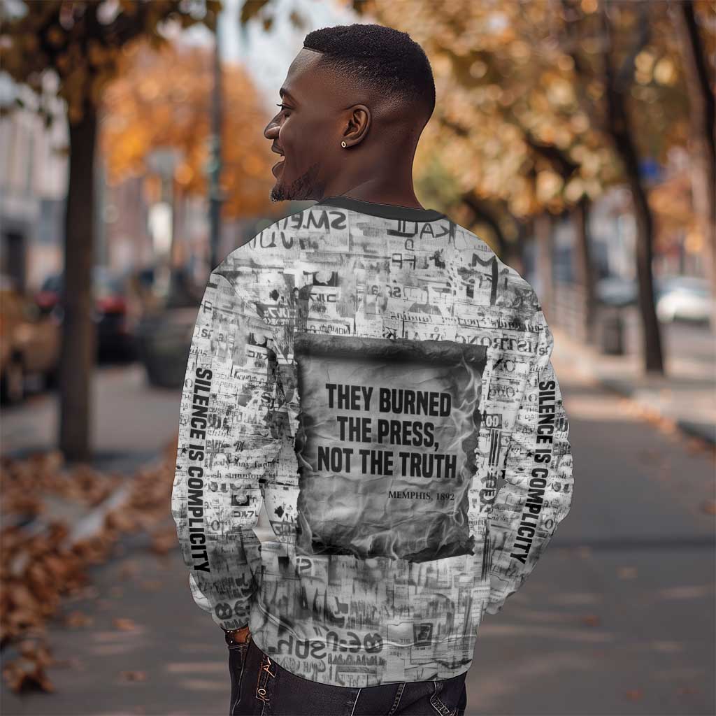 Ida B. Wells Sweatshirt with Newspaper Collage Design Powerful Portrait Civil Rights and Free Press Tribute - Wonder Print Shop