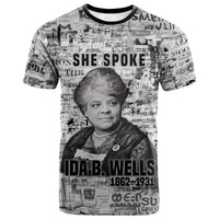 Ida B. Wells T shirt with Newspaper Collage Design Powerful Portrait Civil Rights and Free Press Tribute - Wonder Print Shop