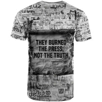 Ida B. Wells T shirt with Newspaper Collage Design Powerful Portrait Civil Rights and Free Press Tribute - Wonder Print Shop