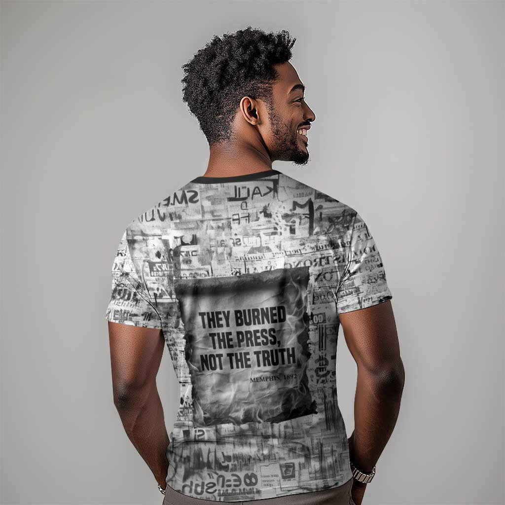 Ida B. Wells T shirt with Newspaper Collage Design Powerful Portrait Civil Rights and Free Press Tribute - Wonder Print Shop