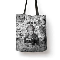 Ida B. Wells Tote Bag with Newspaper Collage Design Powerful Portrait Civil Rights and Free Press Tribute - Wonder Print Shop