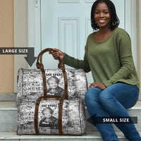 Ida B. Wells Travel Bag with Newspaper Collage Design Powerful Portrait Civil Rights and Free Press Tribute - Wonder Print Shop