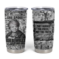 Ida B. Wells Tumbler Cup with Newspaper Collage Design Powerful Portrait Civil Rights and Free Press Tribute - Wonder Print Shop