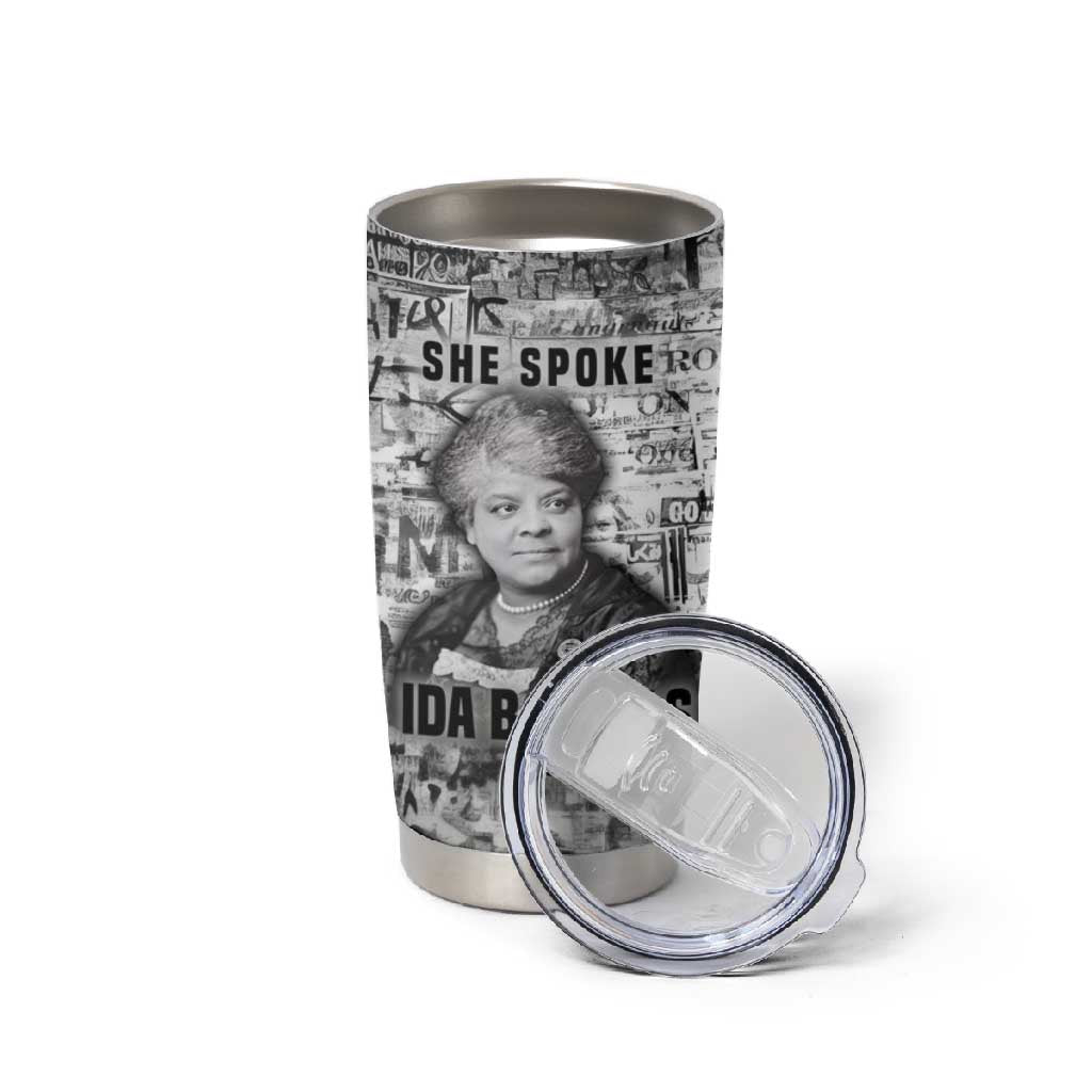 Ida B. Wells Tumbler Cup with Newspaper Collage Design Powerful Portrait Civil Rights and Free Press Tribute - Wonder Print Shop