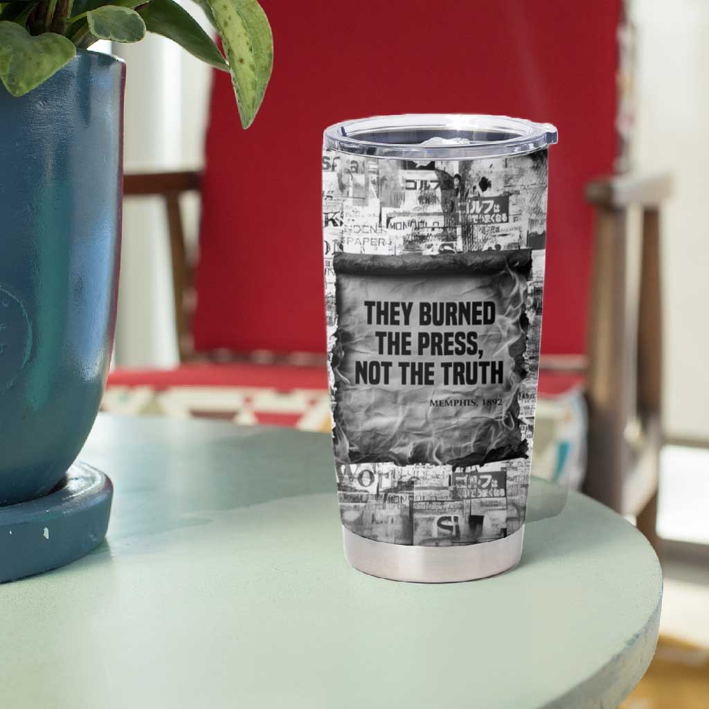 Ida B. Wells Tumbler Cup with Newspaper Collage Design Powerful Portrait Civil Rights and Free Press Tribute - Wonder Print Shop