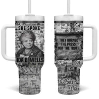 Ida B. Wells Tumbler With Handle with Newspaper Collage Design Powerful Portrait Civil Rights and Free Press Tribute - Wonder Print Shop