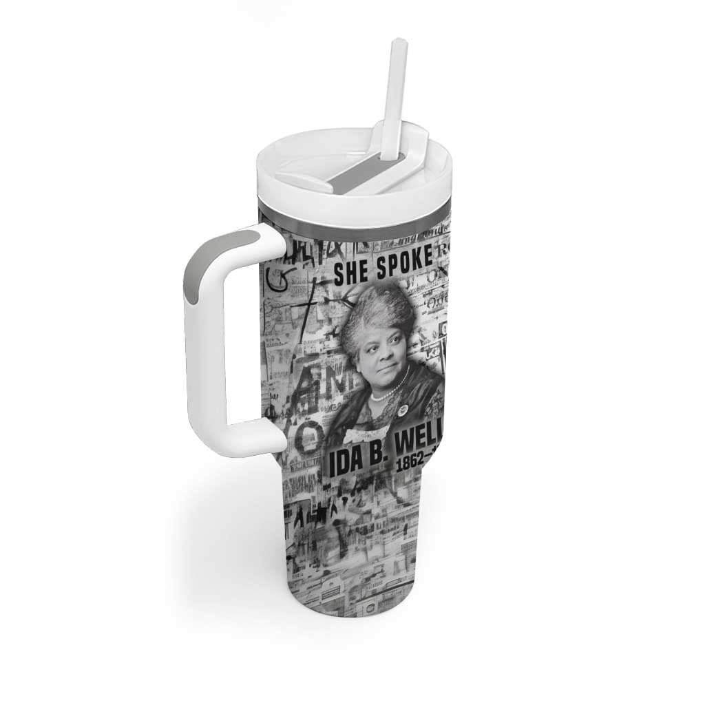 Ida B. Wells Tumbler With Handle with Newspaper Collage Design Powerful Portrait Civil Rights and Free Press Tribute - Wonder Print Shop