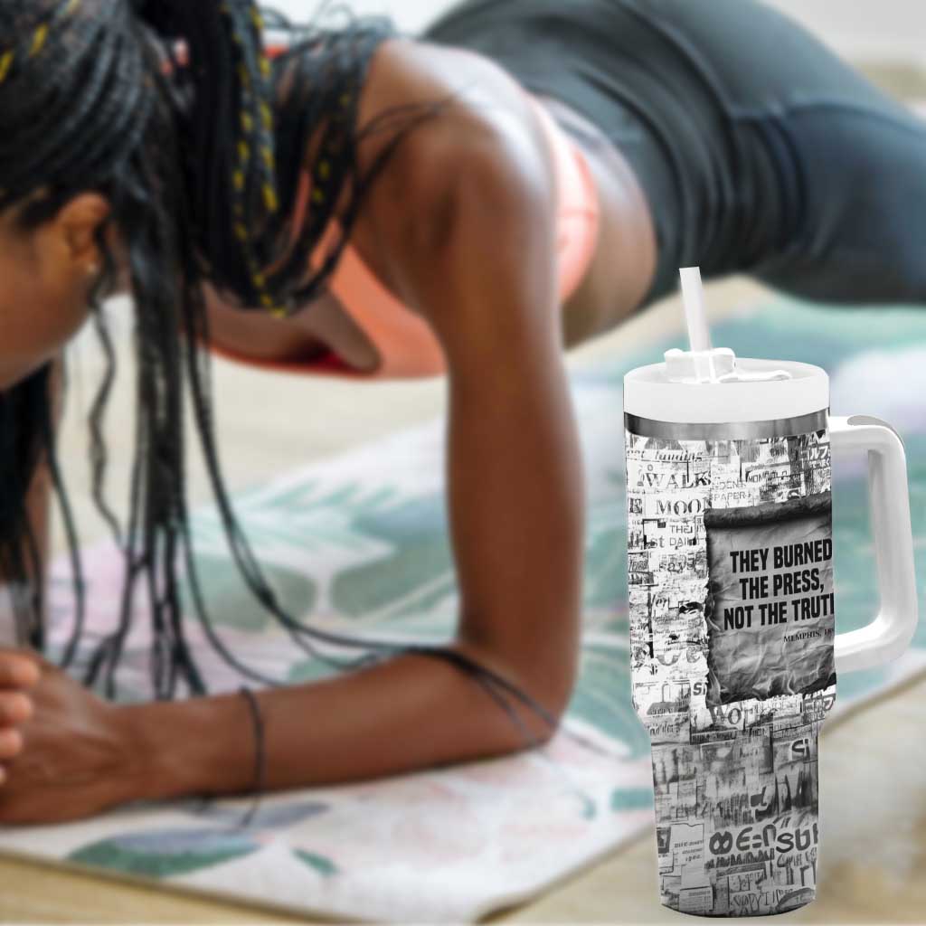 Ida B. Wells Tumbler With Handle with Newspaper Collage Design Powerful Portrait Civil Rights and Free Press Tribute - Wonder Print Shop