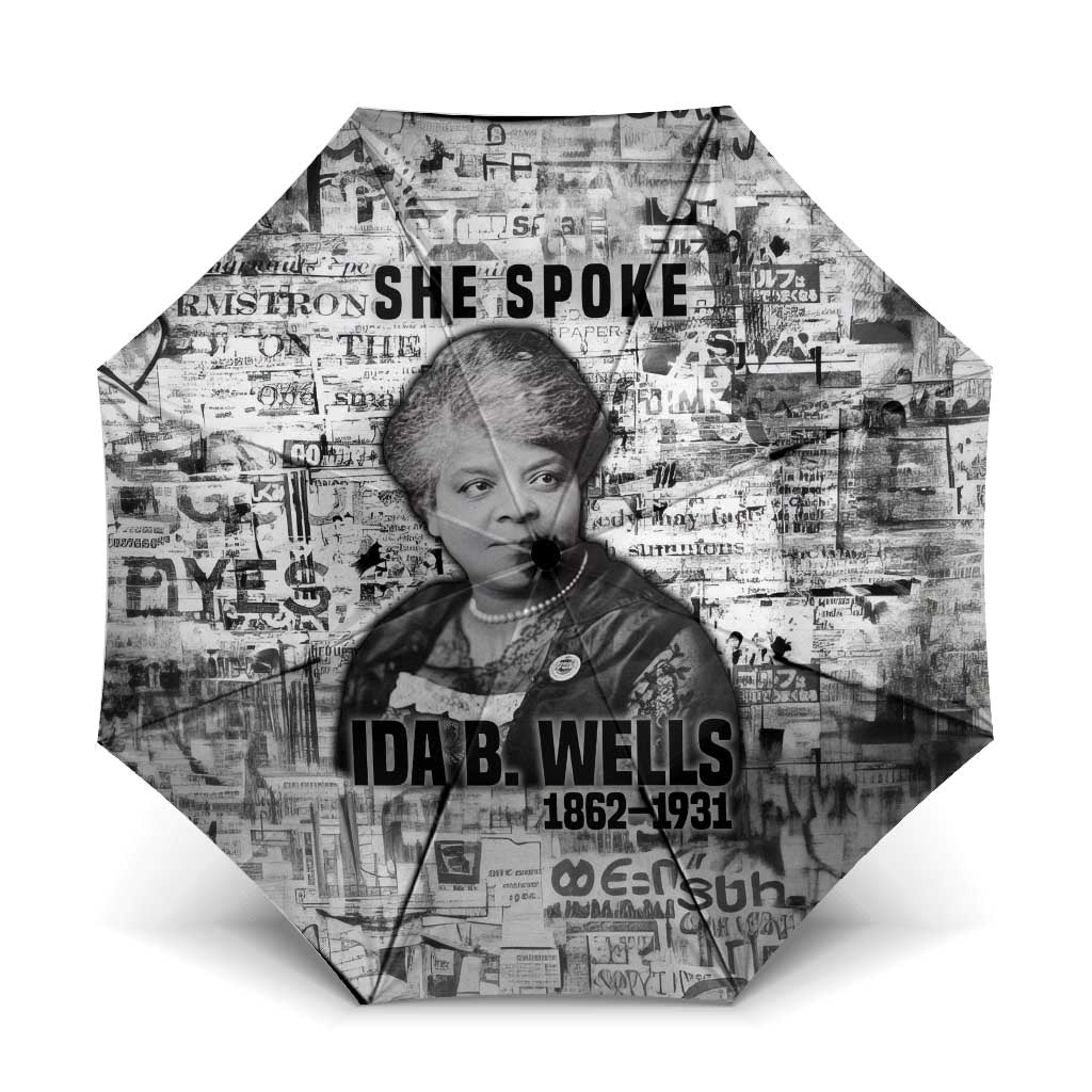 Ida B. Wells Umbrella with Newspaper Collage Design Powerful Portrait Civil Rights and Free Press Tribute - Wonder Print Shop
