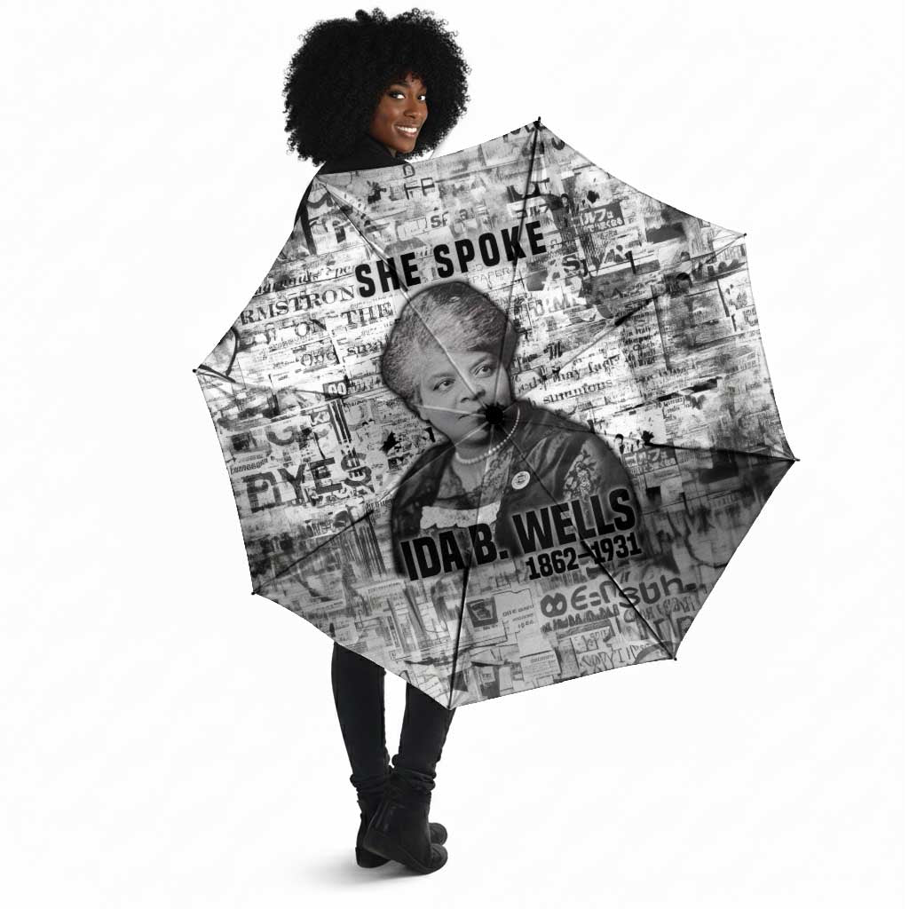 Ida B. Wells Umbrella with Newspaper Collage Design Powerful Portrait Civil Rights and Free Press Tribute - Wonder Print Shop