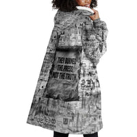 Ida B. Wells Wearable Blanket Hoodie with Newspaper Collage Design Powerful Portrait Civil Rights and Free Press Tribute - Wonder Print Shop