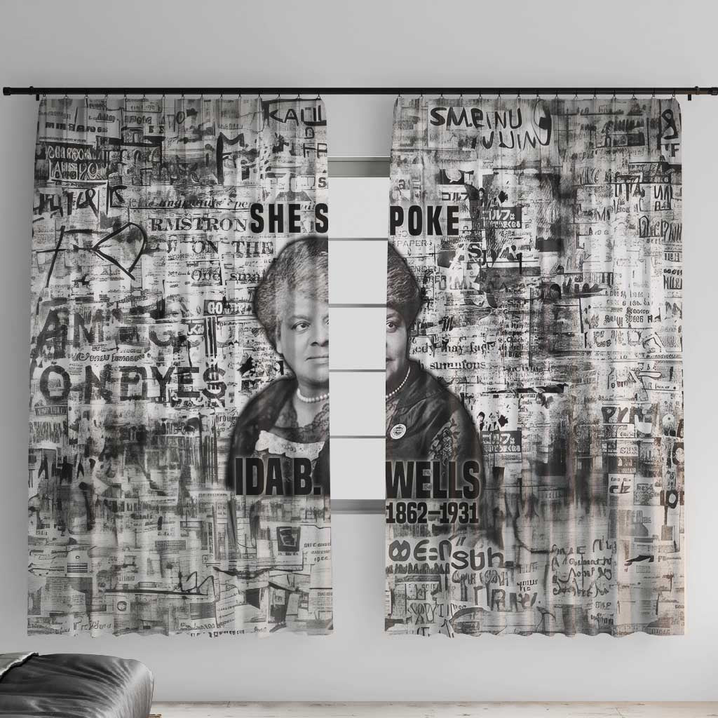 Ida B. Wells Window Curtain with Newspaper Collage Design Powerful Portrait Civil Rights and Free Press Tribute - Wonder Print Shop
