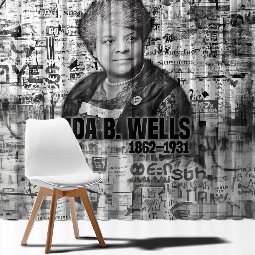 Ida B. Wells Window Curtain with Newspaper Collage Design Powerful Portrait Civil Rights and Free Press Tribute - Wonder Print Shop