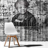 Ida B. Wells Window Curtain with Newspaper Collage Design Powerful Portrait Civil Rights and Free Press Tribute - Wonder Print Shop