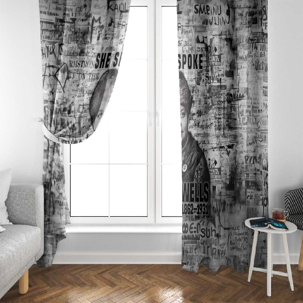 Ida B. Wells Window Curtain with Newspaper Collage Design Powerful Portrait Civil Rights and Free Press Tribute - Wonder Print Shop