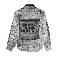 Ida B. Wells Women Casual Shirt with Newspaper Collage Design Powerful Portrait Civil Rights and Free Press Tribute - Wonder Print Shop