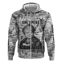 Ida B. Wells Zip Hoodie with Newspaper Collage Design Powerful Portrait Civil Rights and Free Press Tribute - Wonder Print Shop