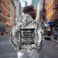 Ida B. Wells Zip Hoodie with Newspaper Collage Design Powerful Portrait Civil Rights and Free Press Tribute - Wonder Print Shop