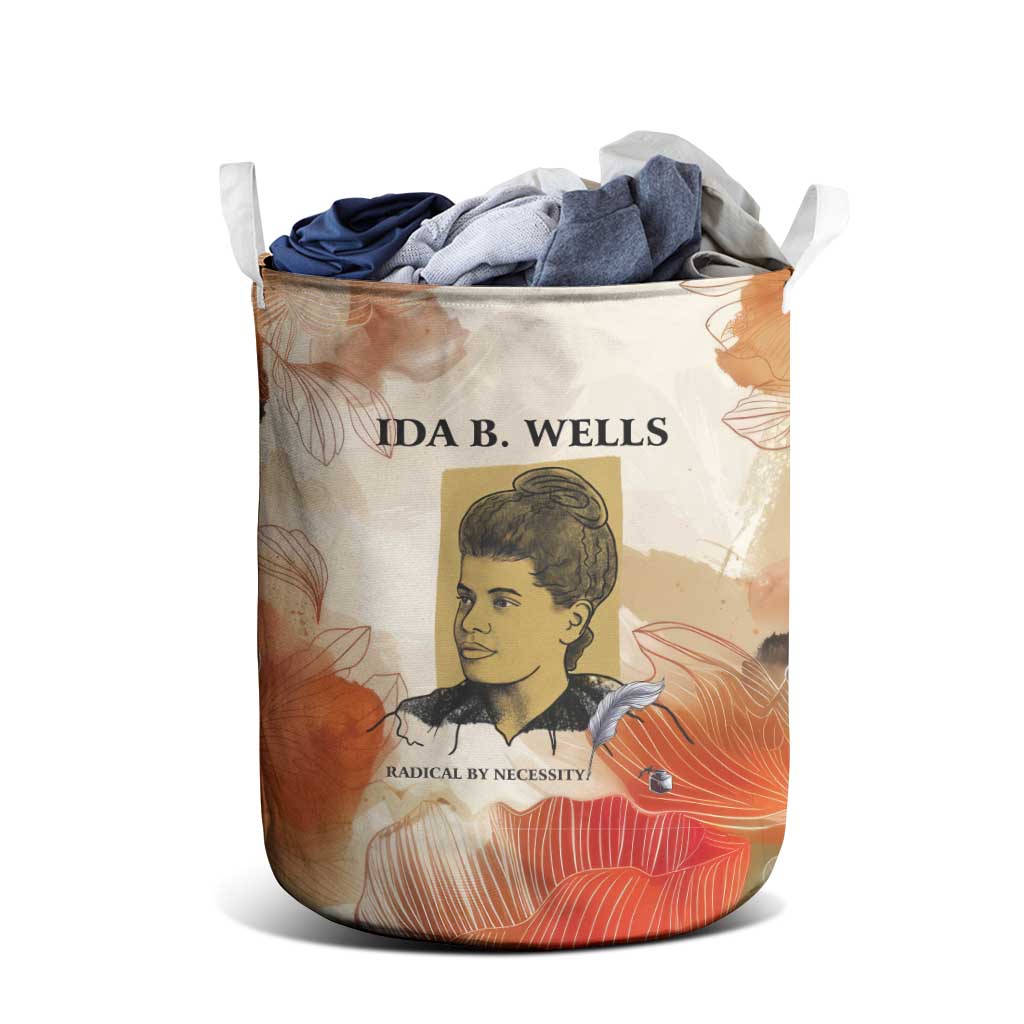 Ida B. Wells Laundry Basket with Floral Pen Design Illustrated Portrait Civil Rights and Journalism Tribute - Wonder Print Shop