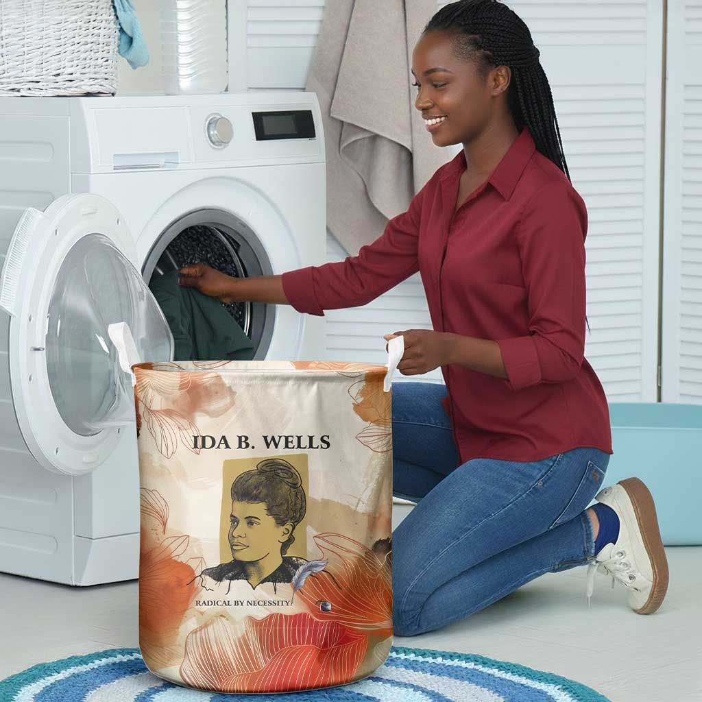 Ida B. Wells Laundry Basket with Floral Pen Design Illustrated Portrait Civil Rights and Journalism Tribute - Wonder Print Shop